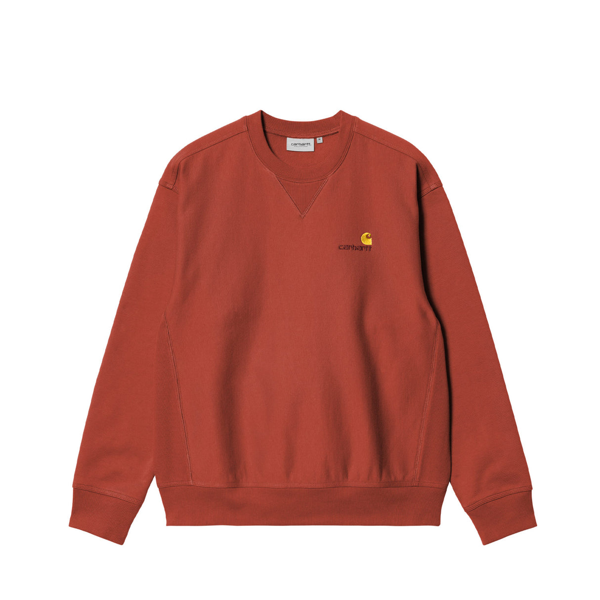 Red sweatshirt with a logo on a white background