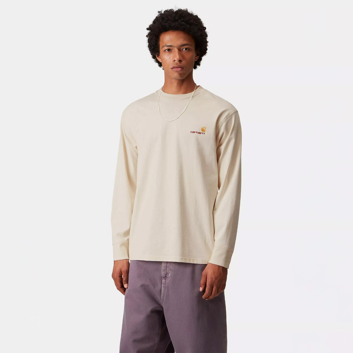 Carhartt WIP L/S AMERICAN SCRIPT T-SHIRT, Natural