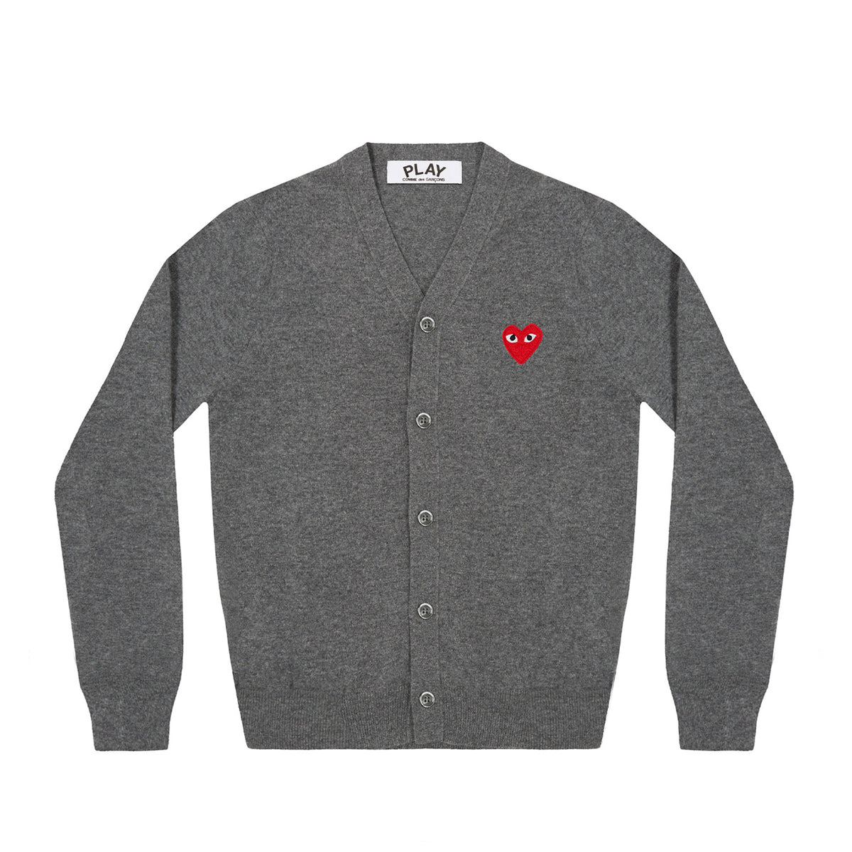 Comme des Garçons PLAY V-NECK CARDIGAN, Grey