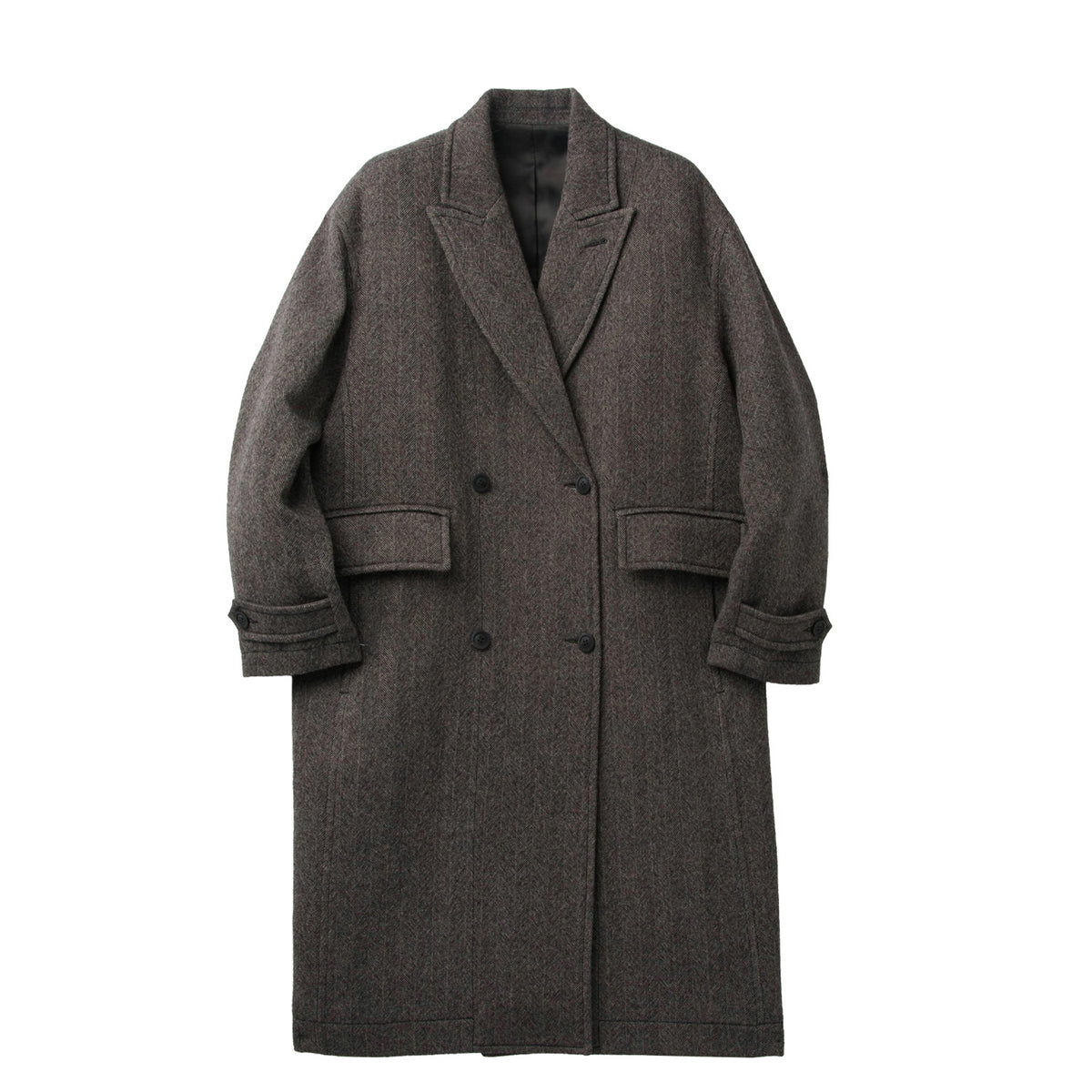 Coor CLASSY HERRINGBONE TWILL HEAVY COAT, Melange Brown
