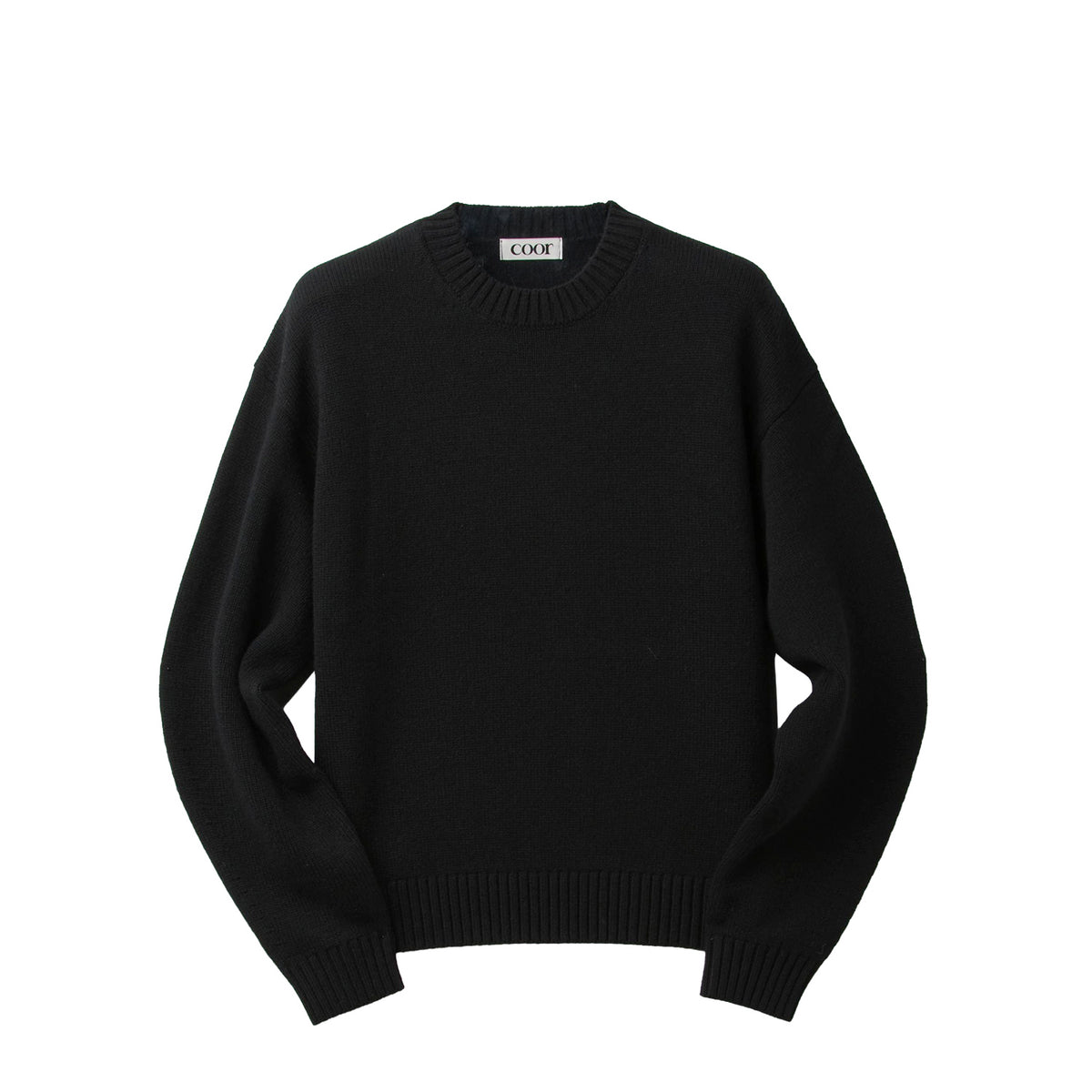 Coor WOOL CROPPED CREWNECK SWEATER, Black