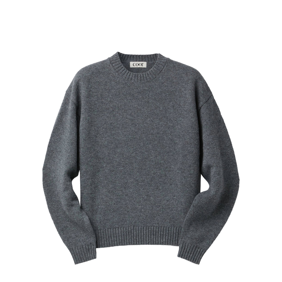 Coor WOOL CROPPED CREWNECK SWEATER, Melange Grey