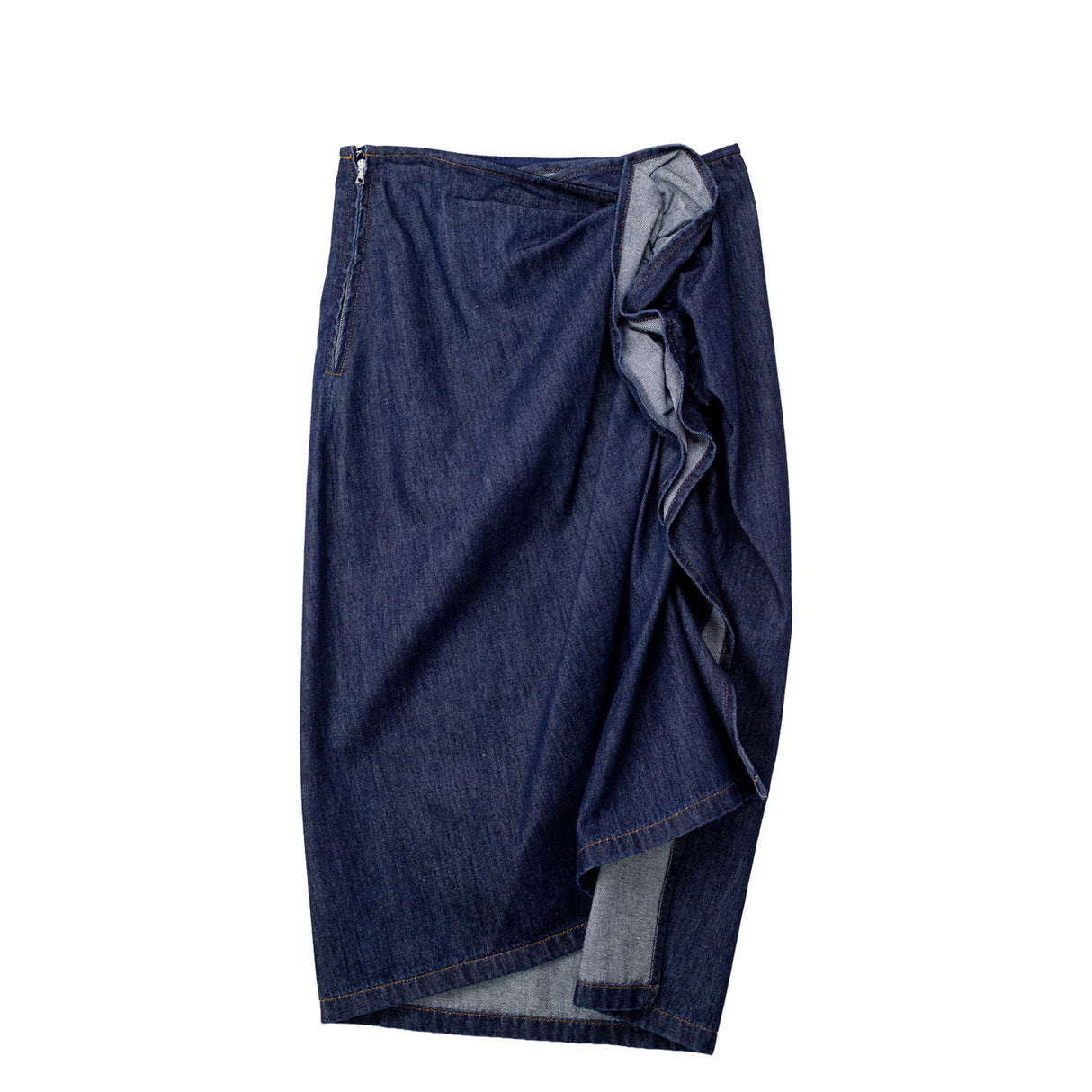 Dries Van Noten DRAPED DENIM SKIRT, Indigo