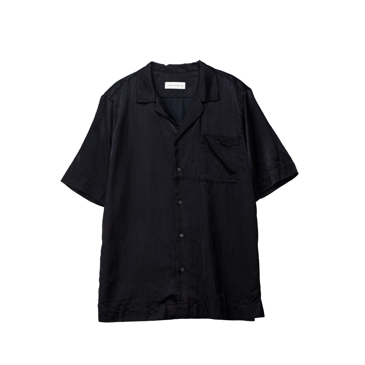 Black short-sleeve shirt on a white background