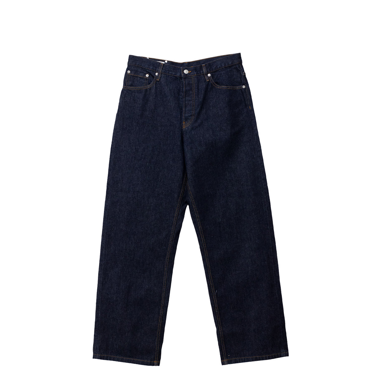 Dark blue jeans on a white background