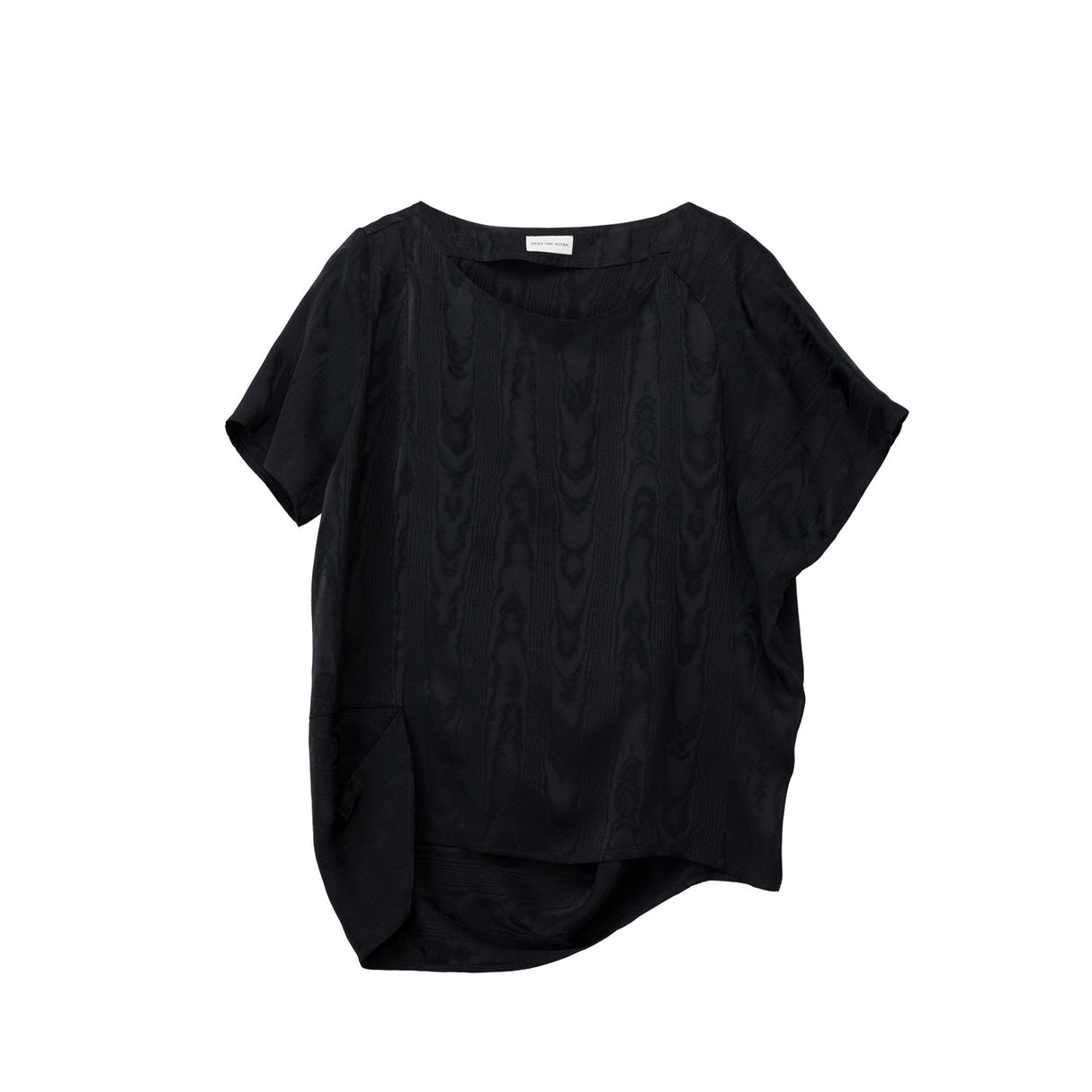 Asymmetrical black t-shirt on a white background
