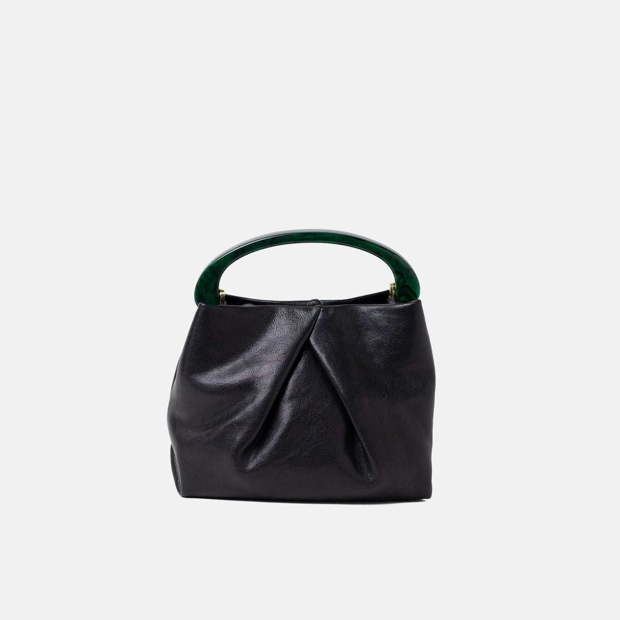 Dries Van Noten BW261-CRISP709-116 SMALL PLEATED LEATHER BAG, Black