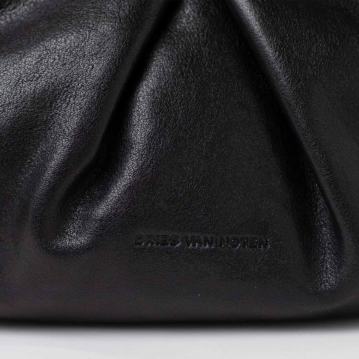 Dries Van Noten BW261-CRISP709-116 SMALL PLEATED LEATHER BAG, Black