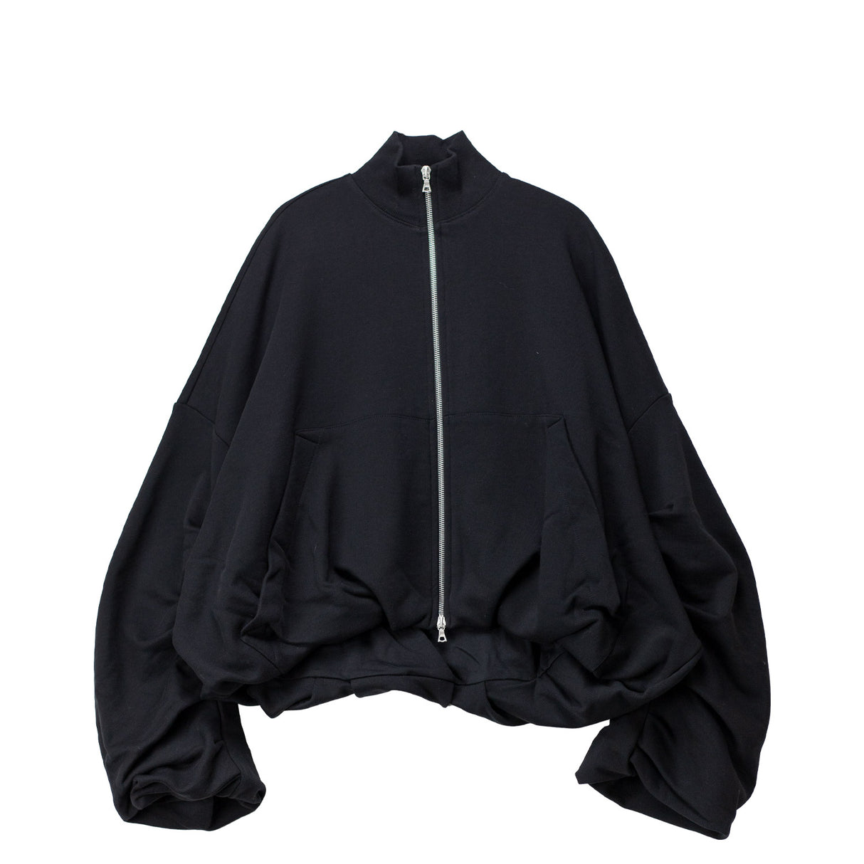 Black zip-up sweatshirt on a white background