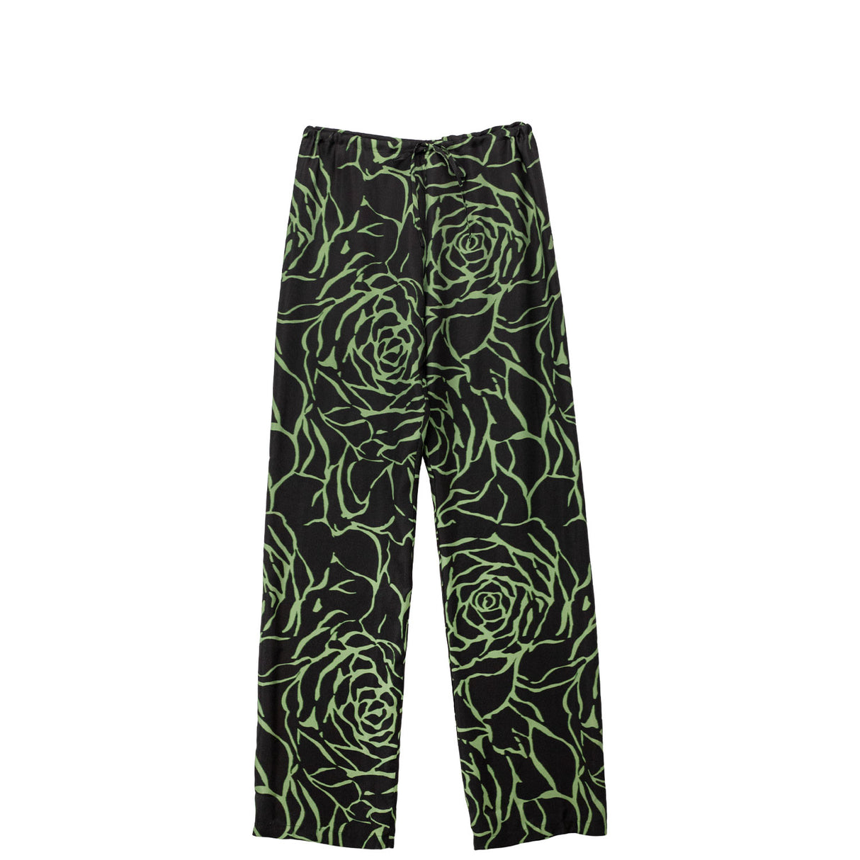 Black pants with print on a white background