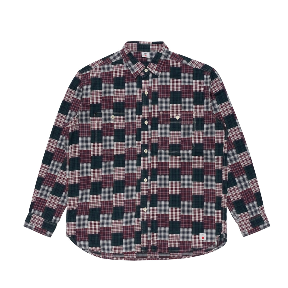 Edwin WORK SHIRT LS, Green/Red