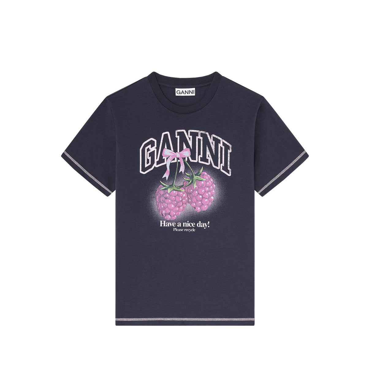 Ganni BC RASPBERRY PRINT T-SHIRT, Phantom