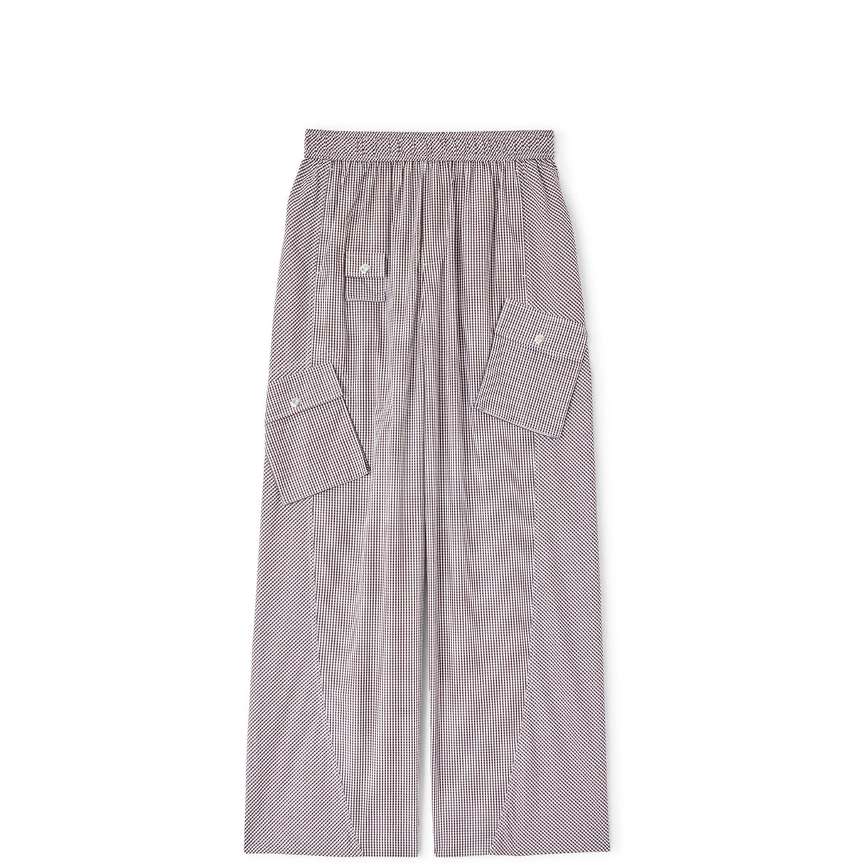 Ganni CHECK COTTON CARGO PANTS, Chicory Coffee