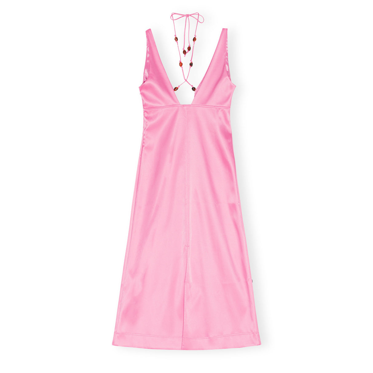 Ganni F8210 DOUBLE SATIN HALTER-NECK DRESS, Wild Orchid