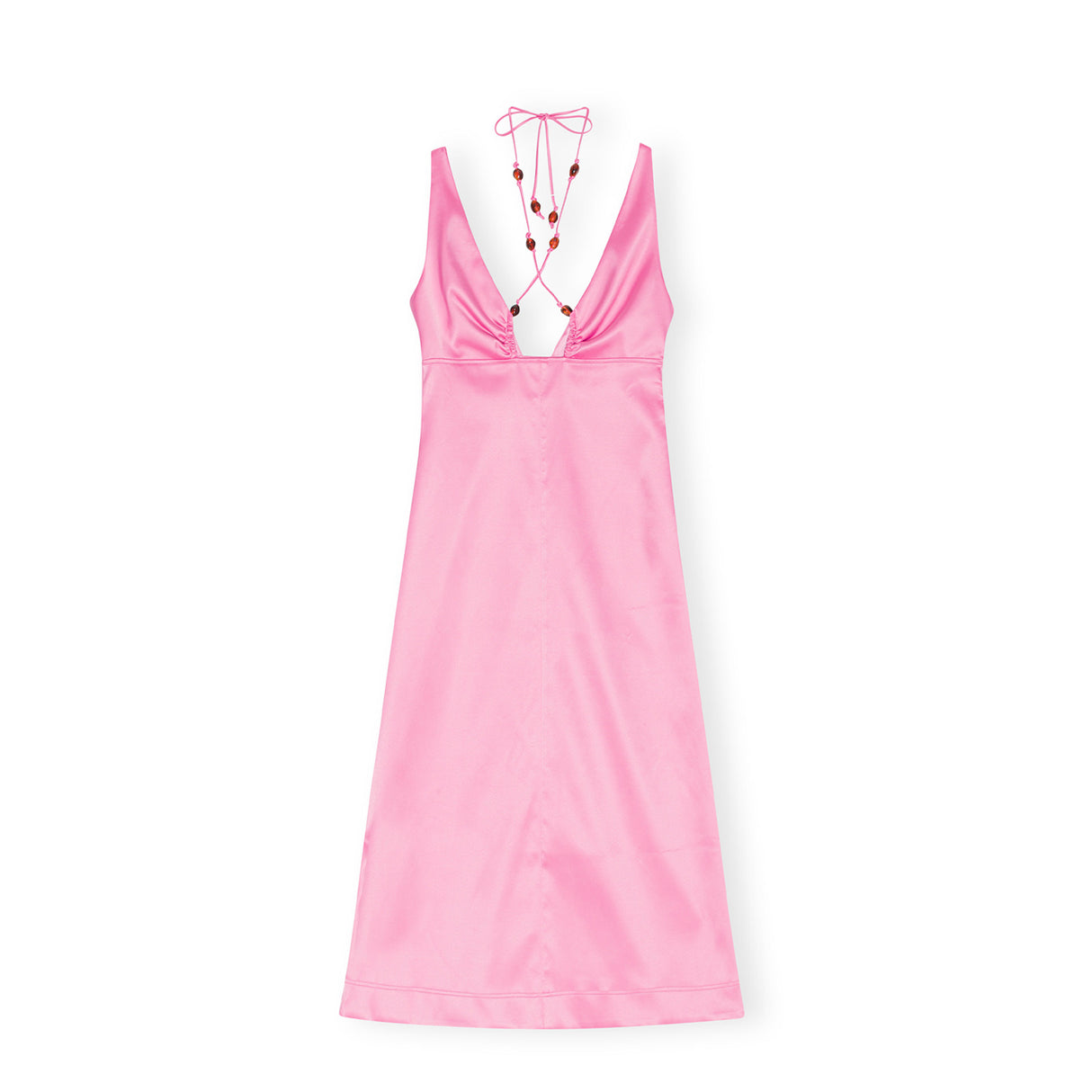 Ganni F8210 DOUBLE SATIN HALTER-NECK DRESS, Wild Orchid