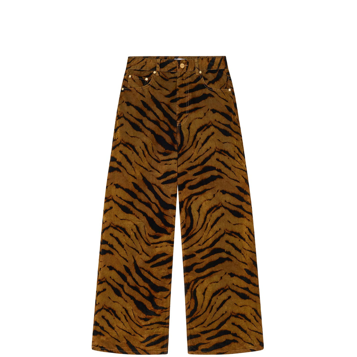 Ganni J1879 PRINTED FLOCK BAGGY JEANS, Khaki