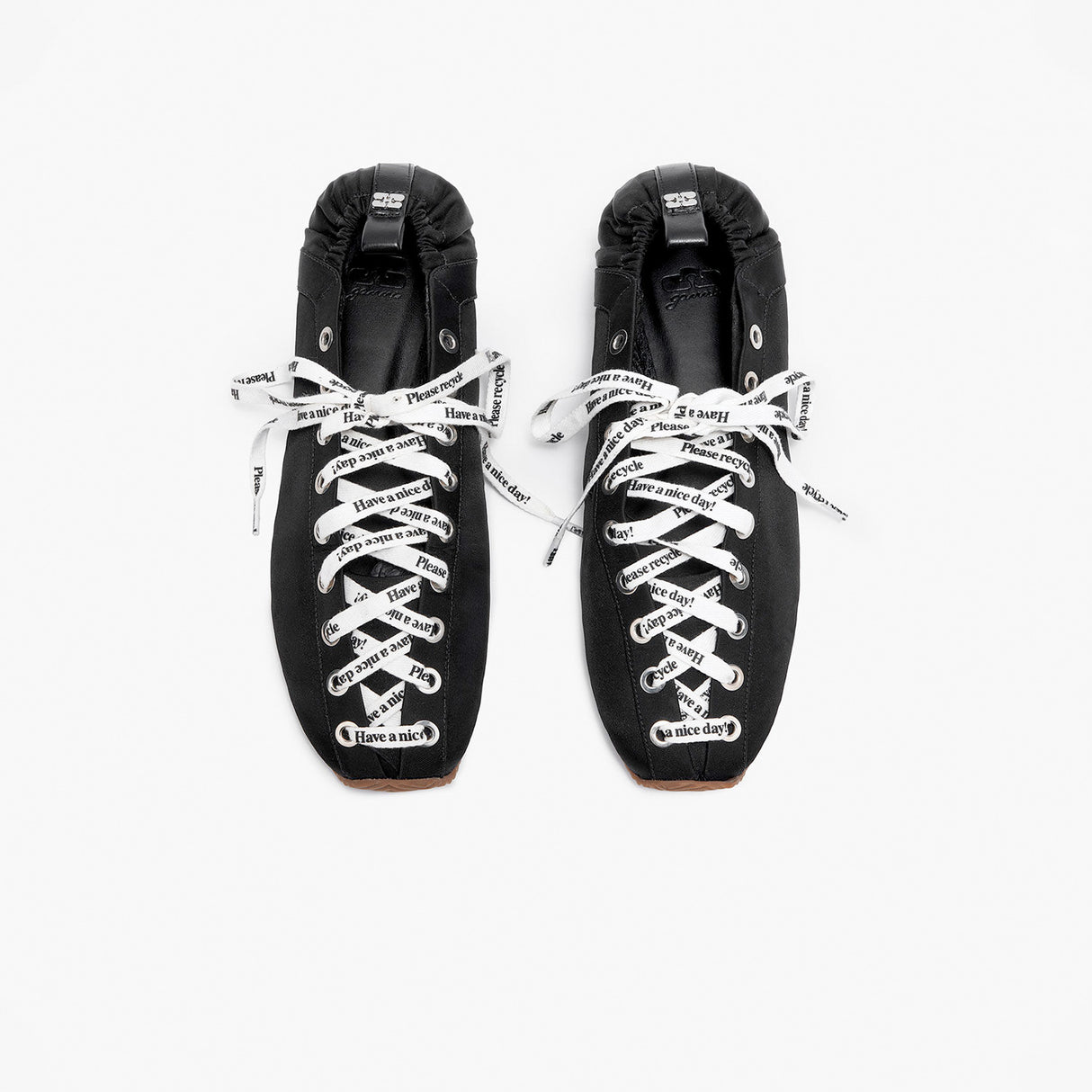 Ganni LACE UP SPORTY BALLERINA, Jet Black
