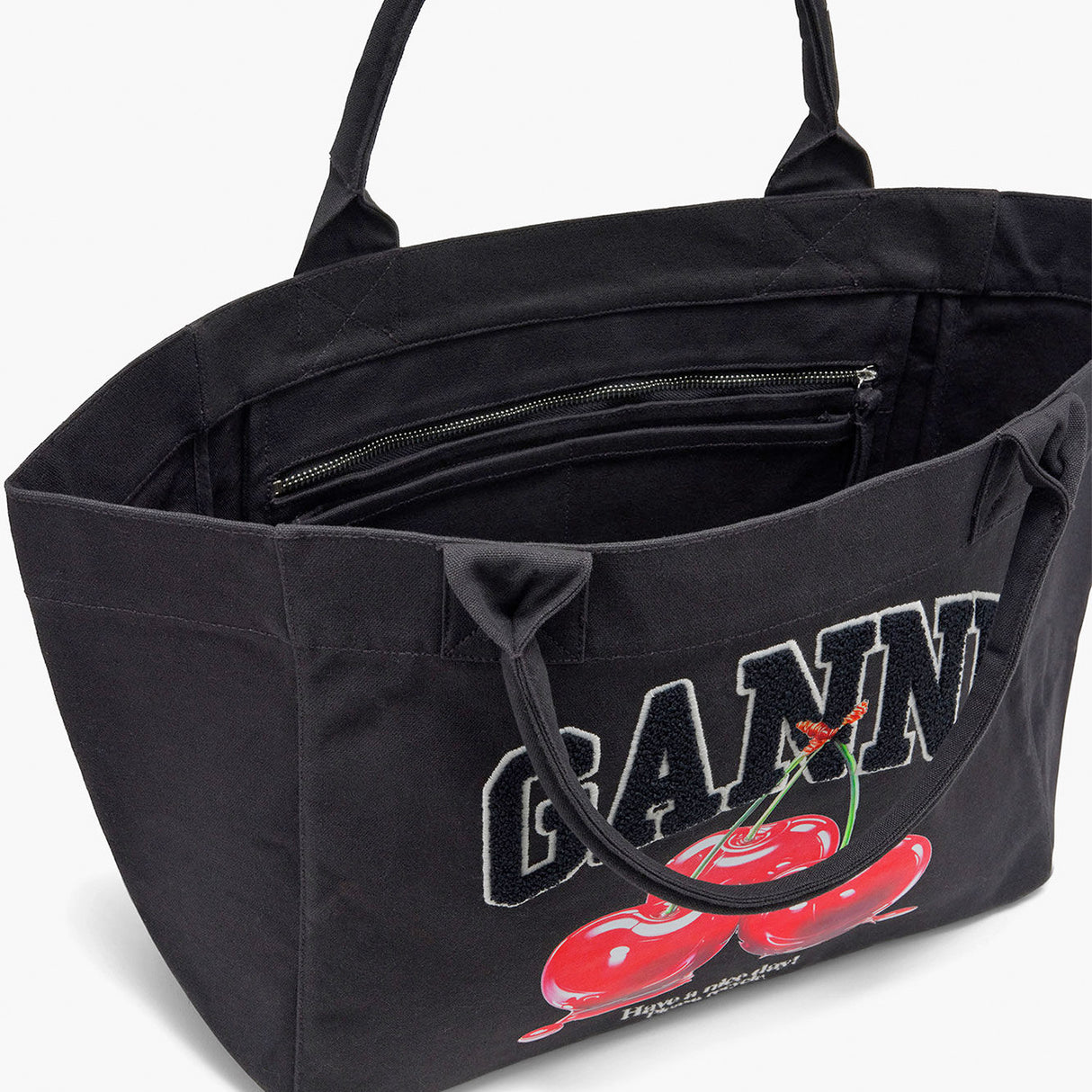 Ganni MEDIUM SHOPPER CHERRY PRINTED, Phantom