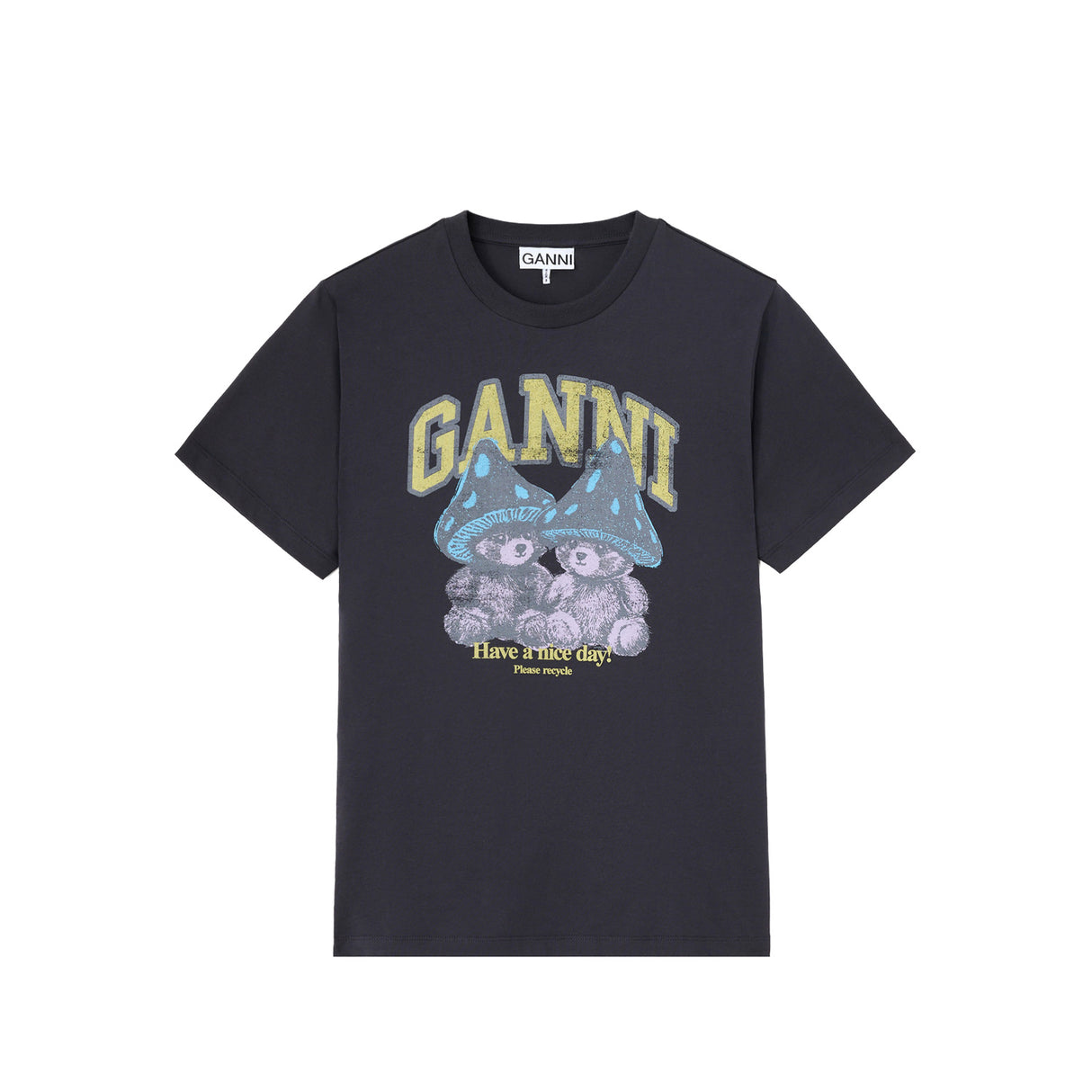 Ganni RELAXED T-SHIRT TEDDY MUSHROOMS, Phantom