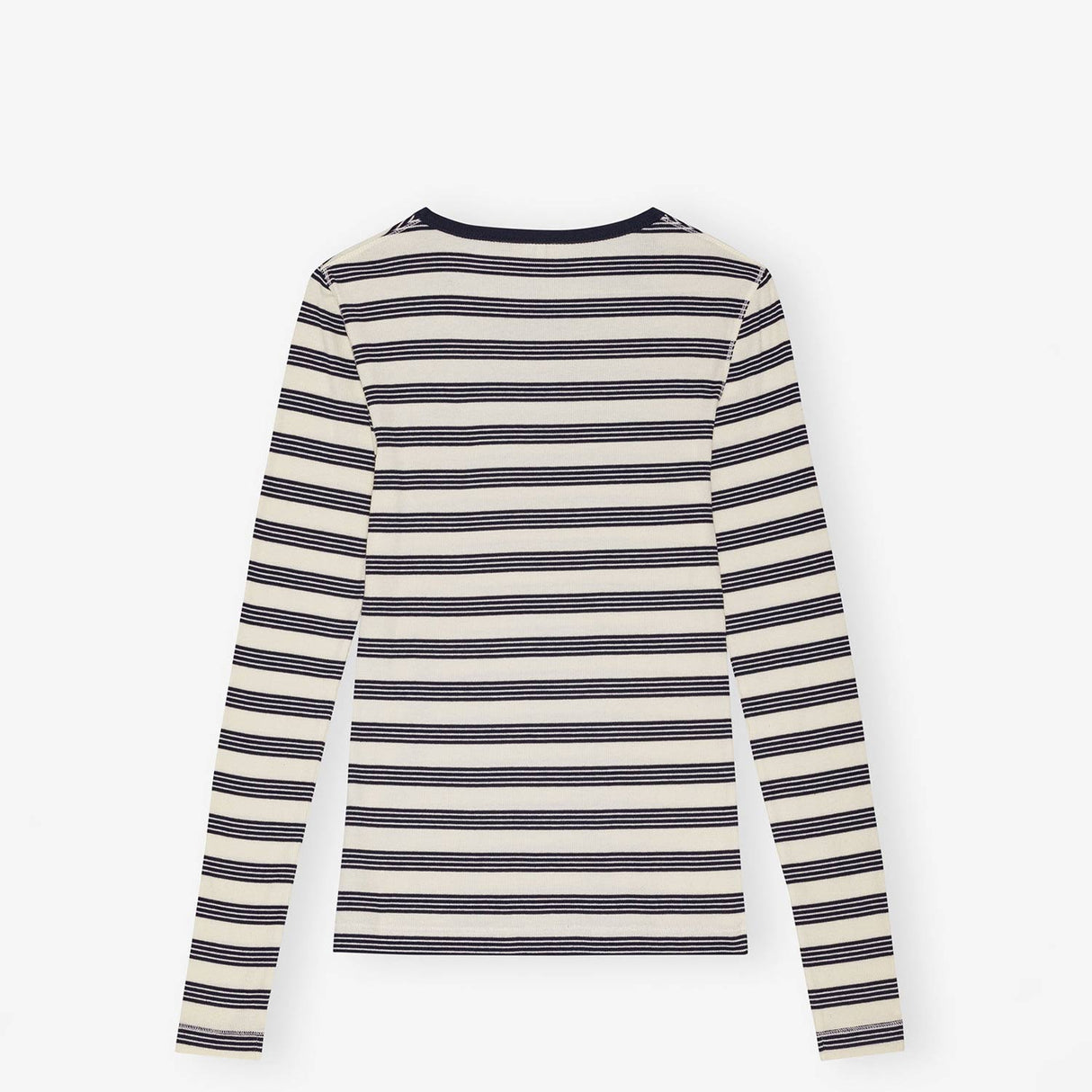 Ganni T4145 RIB LONG SLEEVE T-SHIRT, Sky Captain