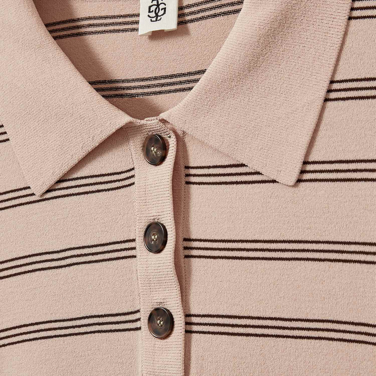 MADISON POLO, Dusty Rose/Espresso Stripe