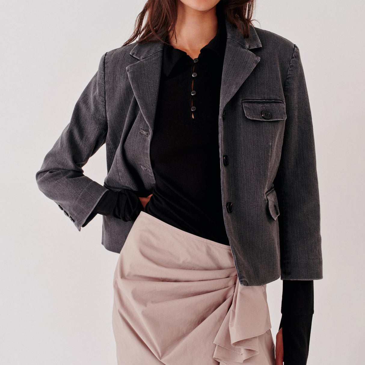 MERCI JACKET, Black Denim