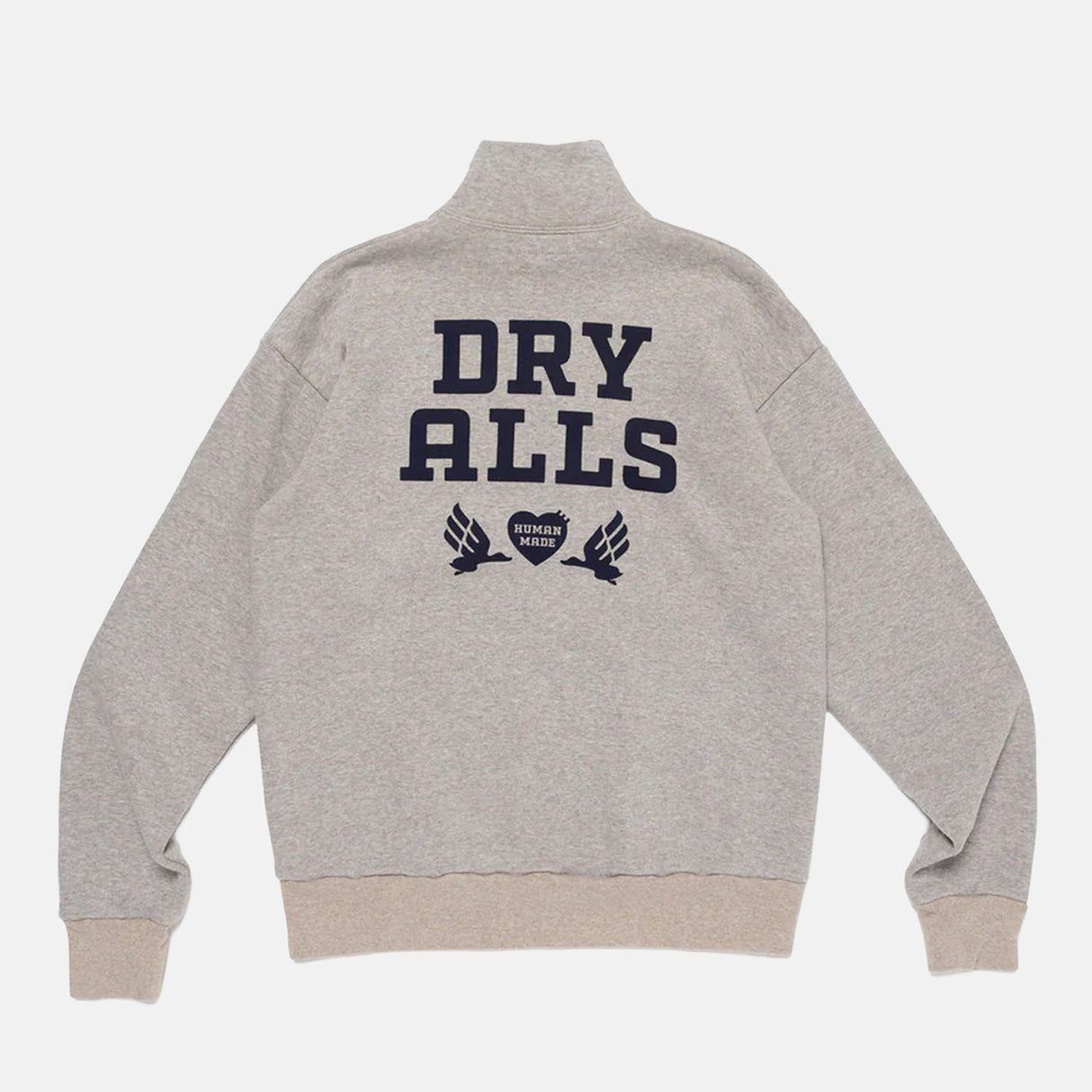 HUMAN MADE HALF-ZIP SWEATSHIRT, GRAY GRAY