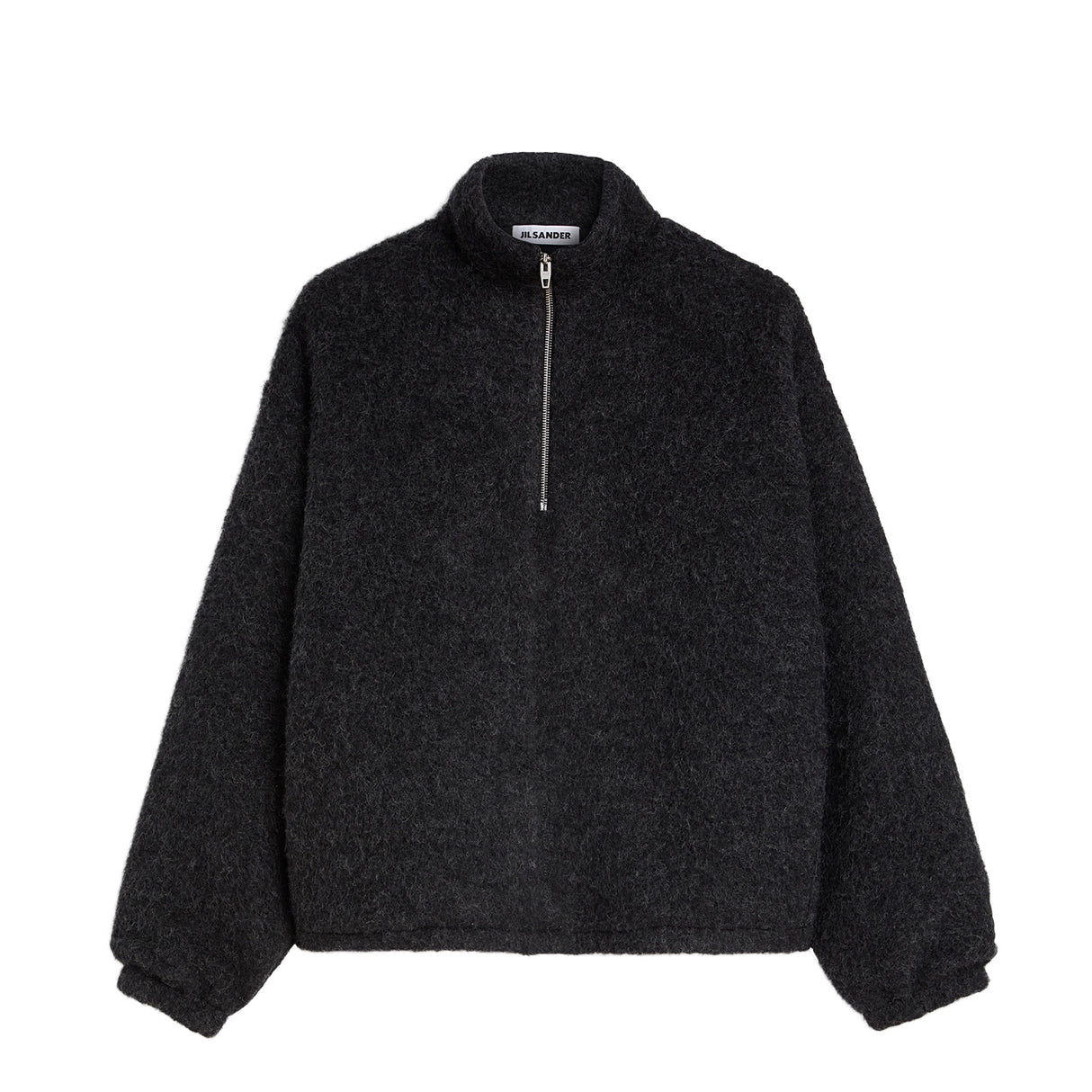 Jil Sander WOOL FLEECE SWEATSHIRT HN LS EMB, Lava Stone