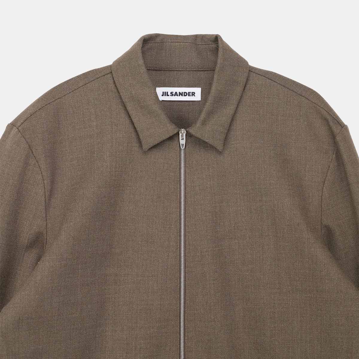Jil Sander ZIPPED STRETCH WOOL SHIRT, Chocolate Plum