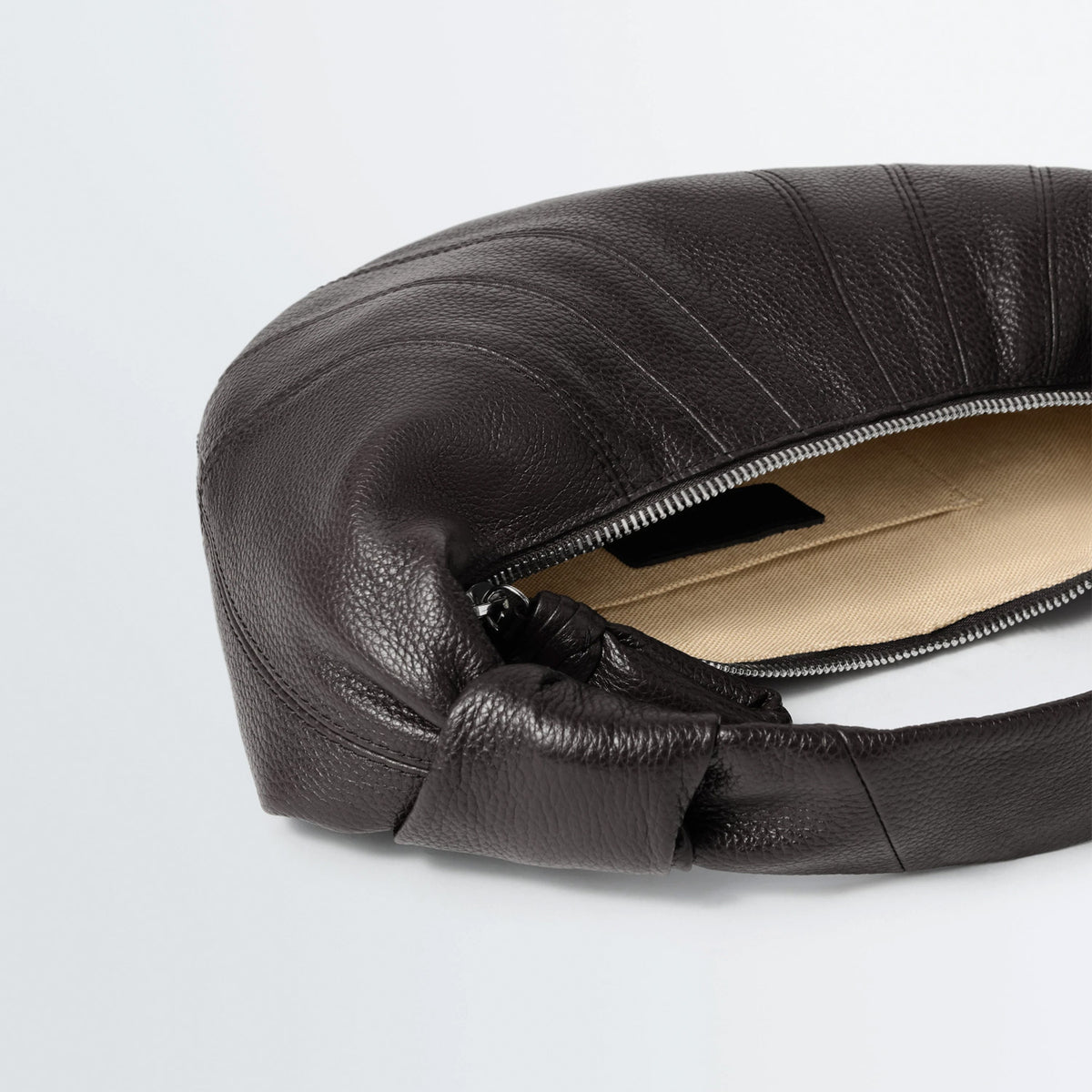 Lemaire MINI FORTUNE CROISSANT BAG GRAINED LEATHER , Dark Chocolate
