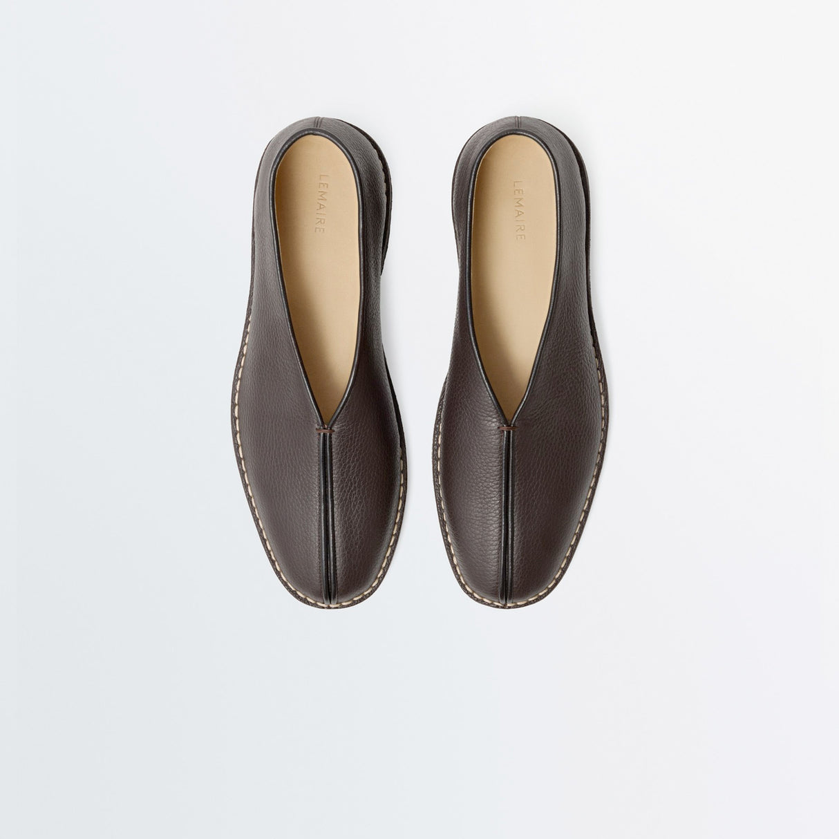 Lemaire PIPED CREPE SLIPPERS, Dark Brown