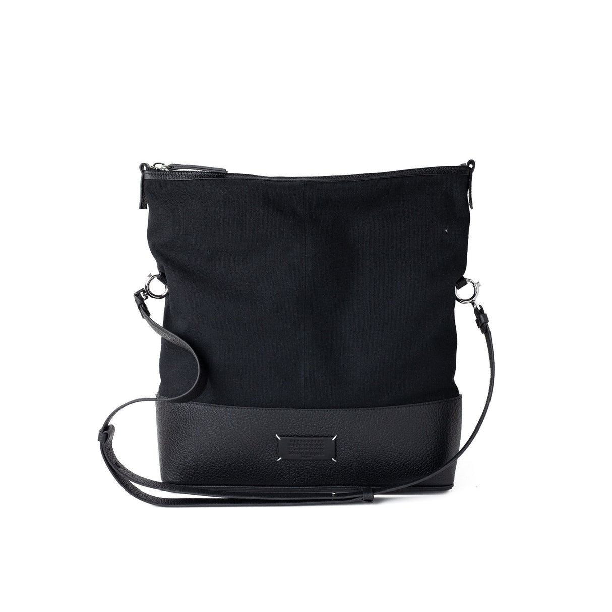Black shoulder bag on a white background
