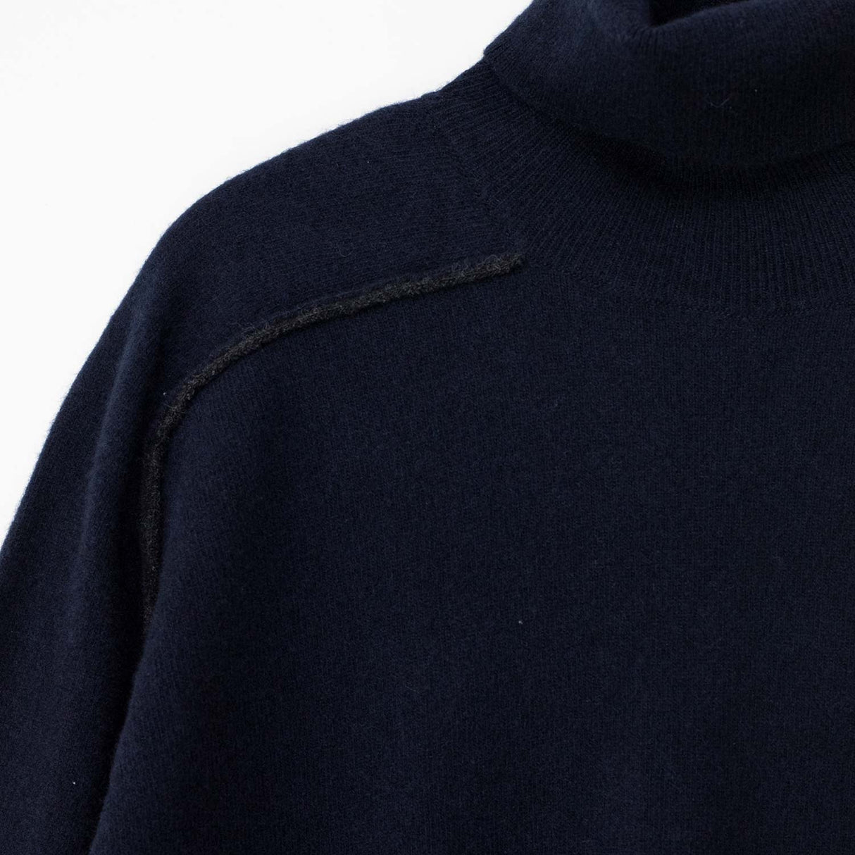 Maison Margiela LAMBSWOOL MOCKNECK SWEATER, Navy/Dark Grey
