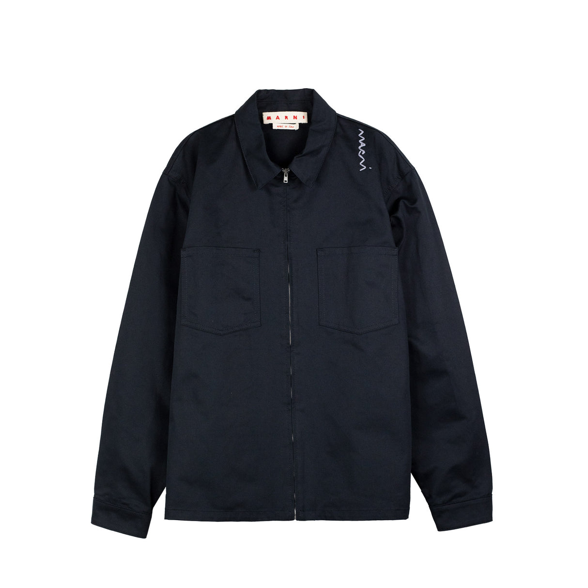Marni COTTON SHIRT WITH ZIP, Black