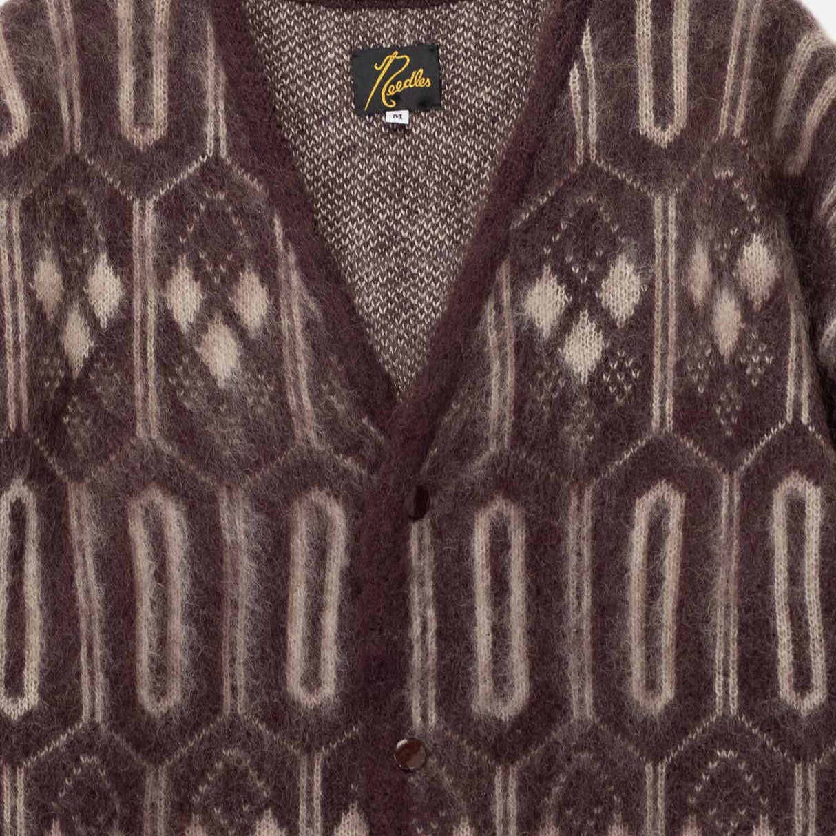 Needles MOHAIR CHECK GEOMETRIC, Burgundy