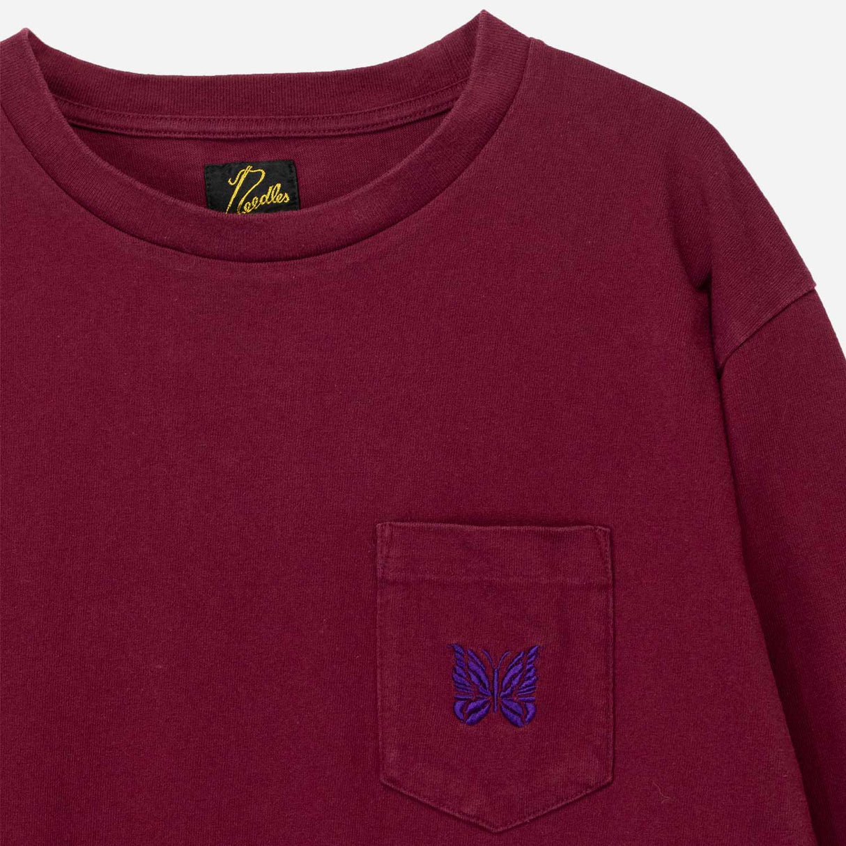 Needles L/S POCKET TEE, Burgundy