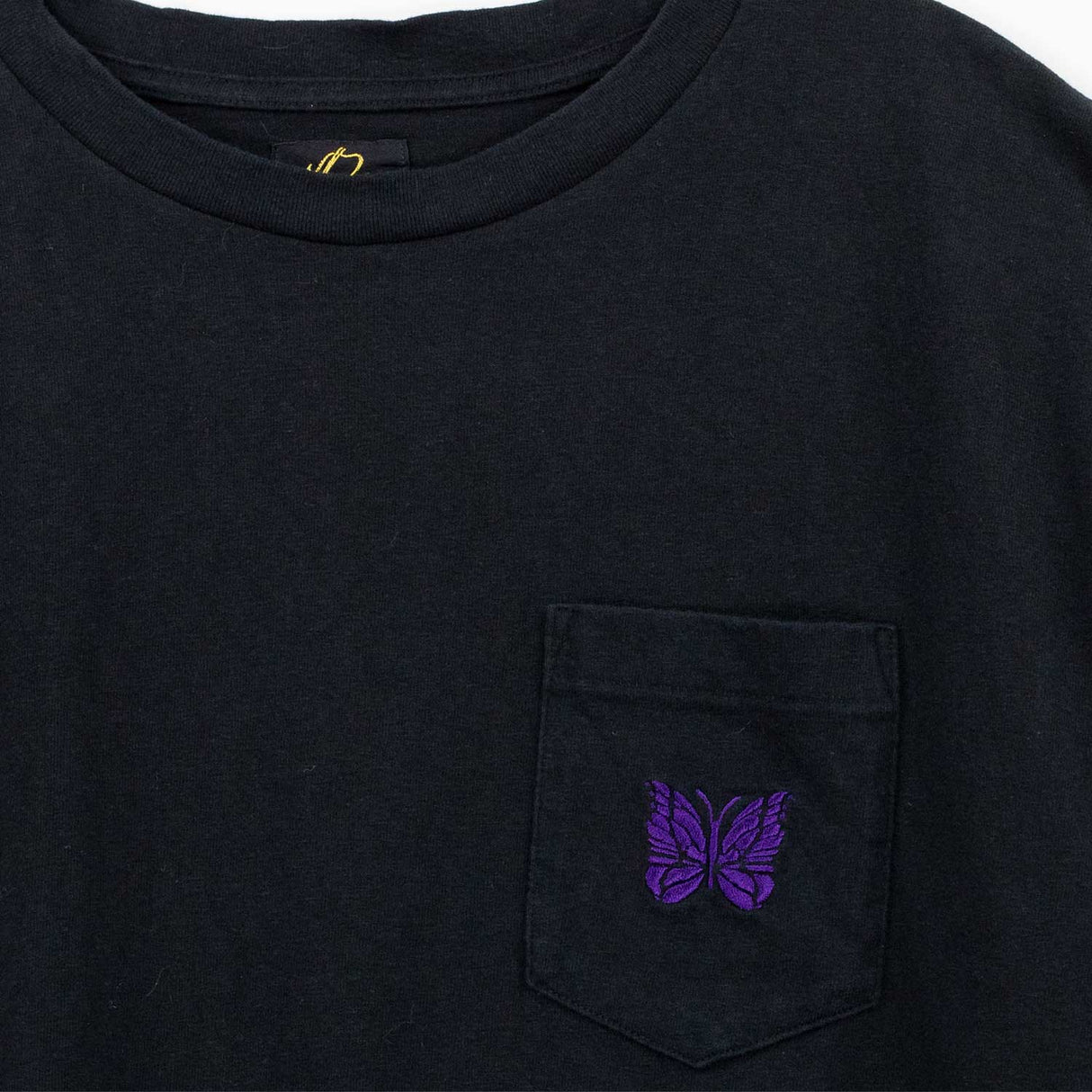 Needles S/S PAPILLON EMBROIDERY POCKET TEE, Black