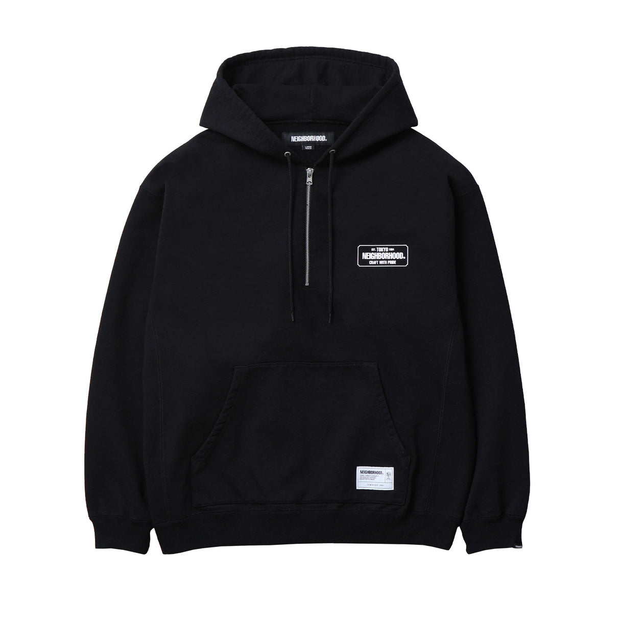 Neighborhood CLASSIC SWEAT HALF ZIP HOODIE, Black