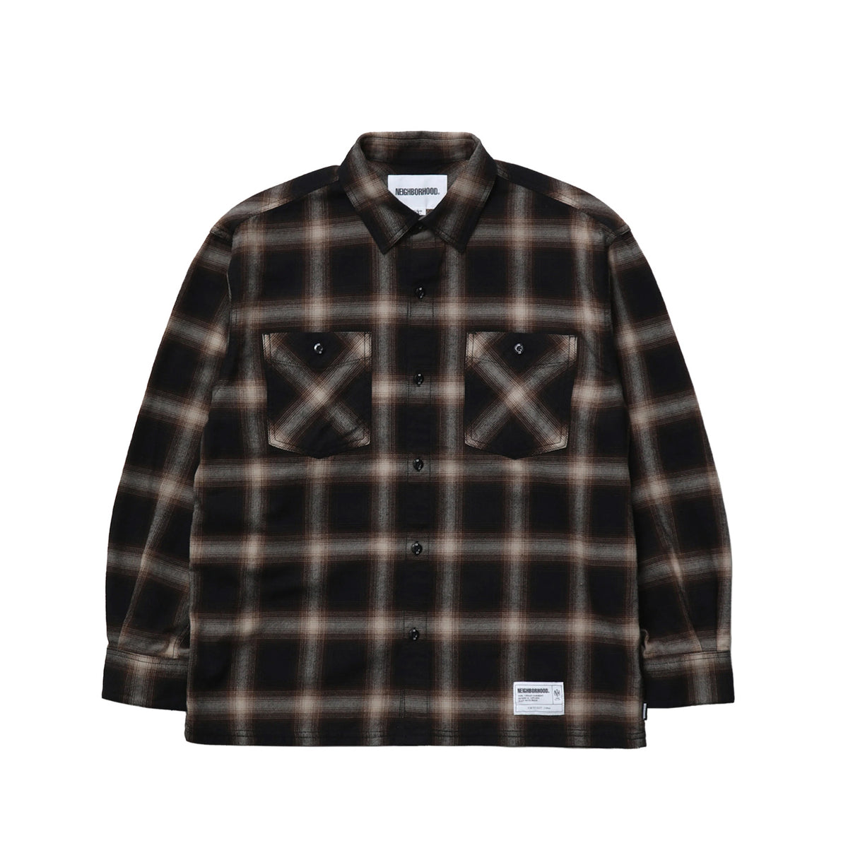 Neighborhood HOMBRE CHECK SHIRT LS, Beige/Brown