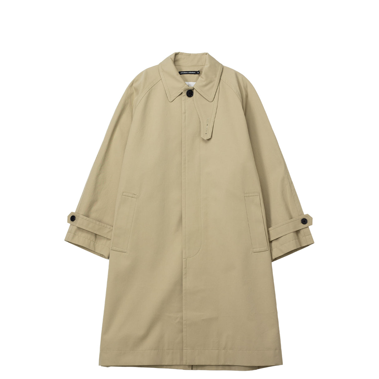 Beige trench coat on a white background