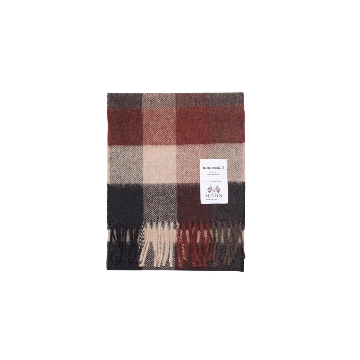 Norse Projects MOON MERINO CHECKED SCARF, Espresso