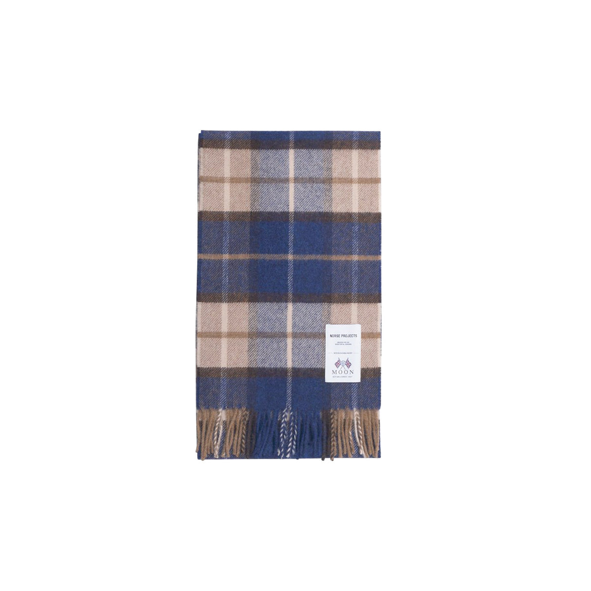 Norse Projects MOON MERINO CHECKED SCARF, Estate Blue