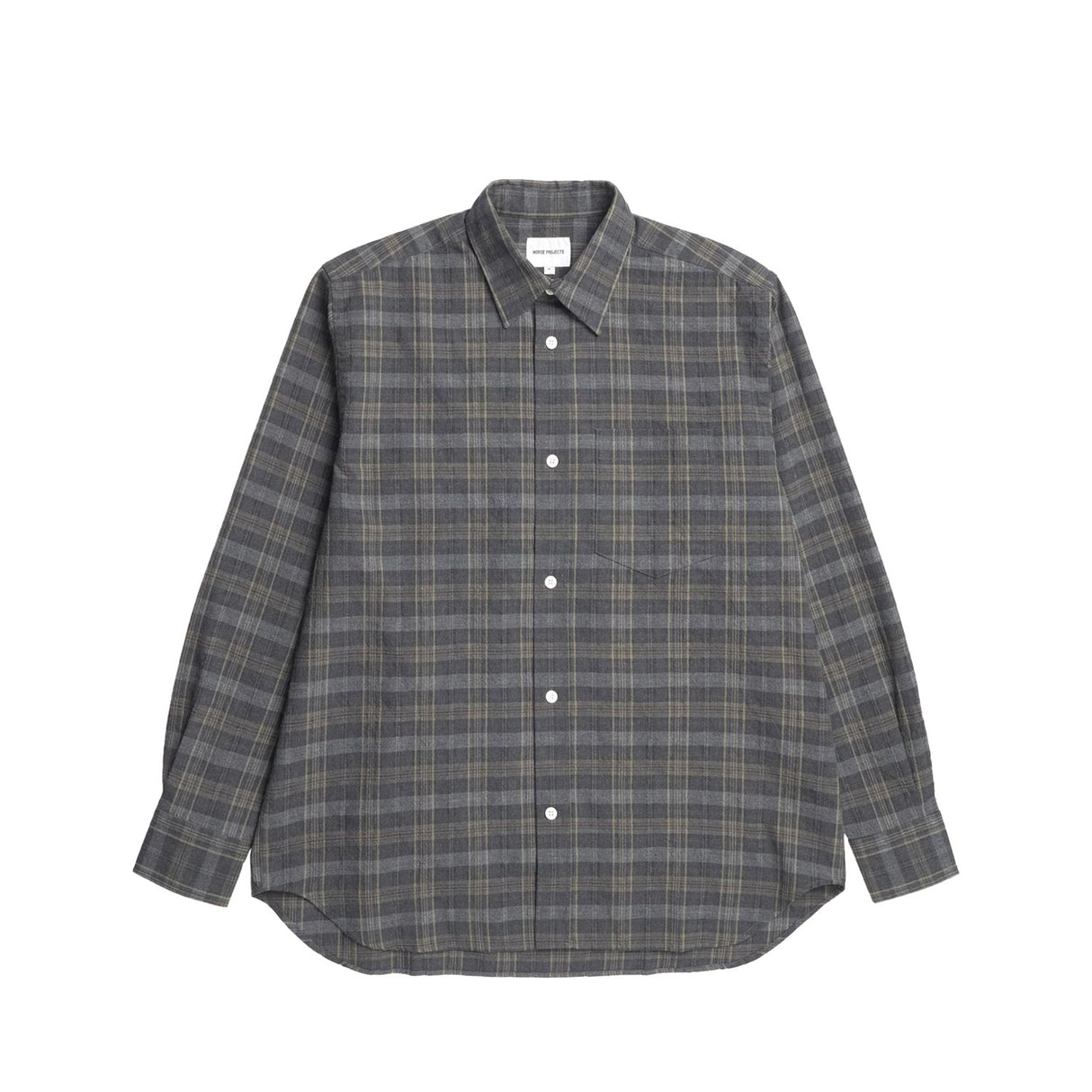 Norse Projects OLE OVERSIZED WOOL CHECK SHIRT, Charcoal Grey