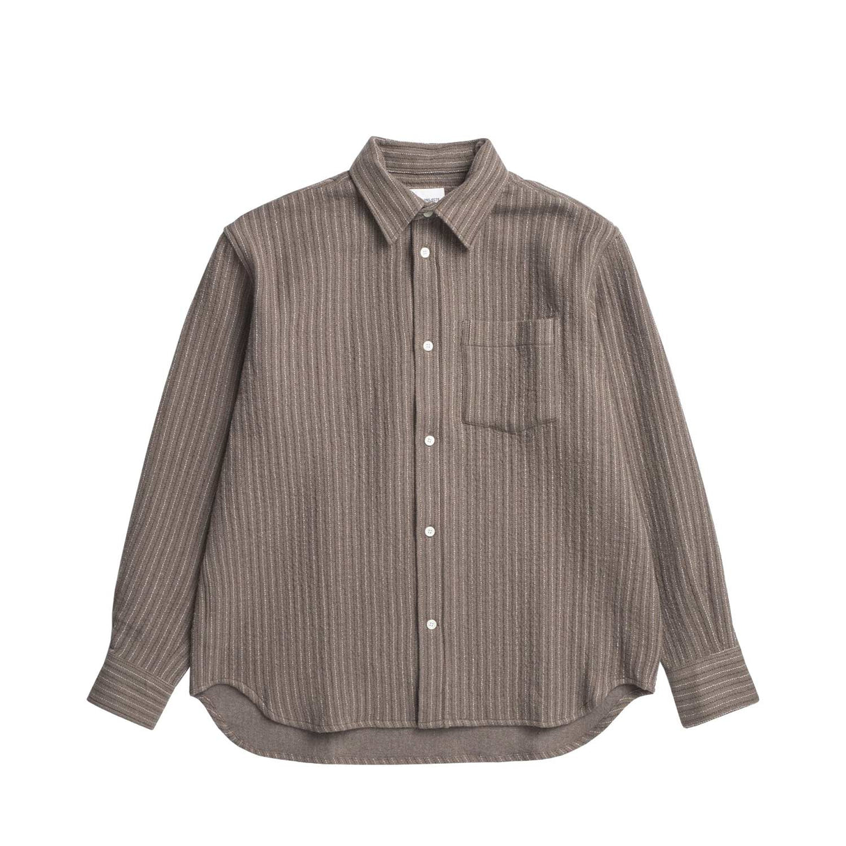 Norse Projects OLE OVERSIZED WOOL STRIPE SHIRT, Seal Brown