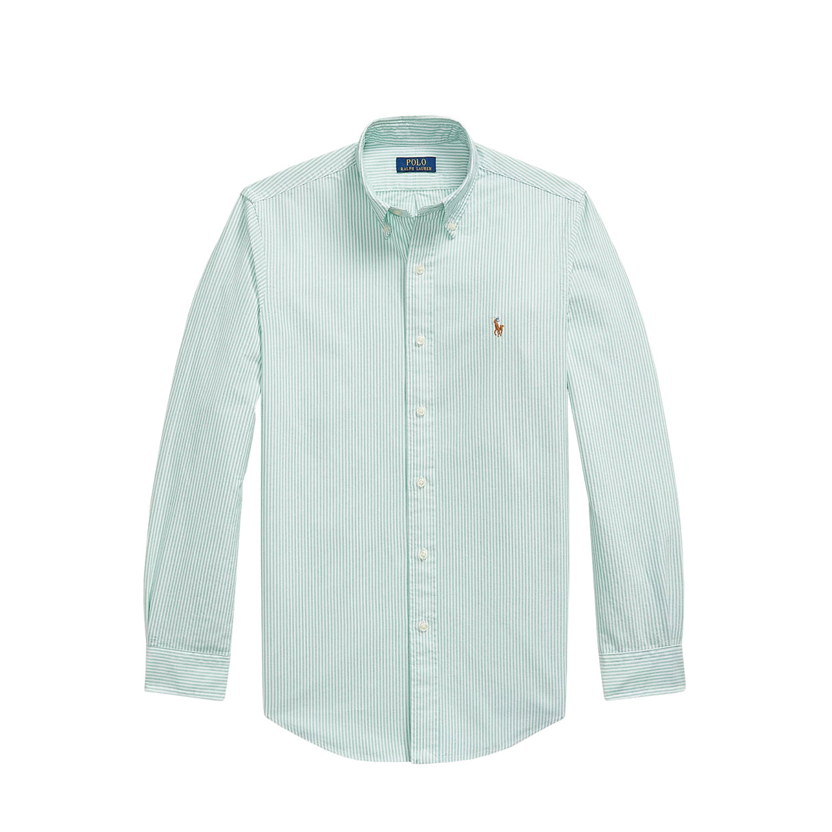 Polo Ralph Lauren CUSTOM FIT STRIPED OXFORD SHIRT, Scarab Green/White