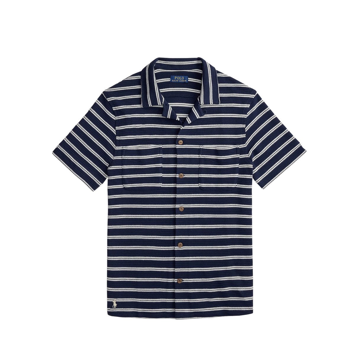 Polo Ralph Lauren SHORT SLEEVE CAMP SHIRT, Newport Navy/Pale Cream