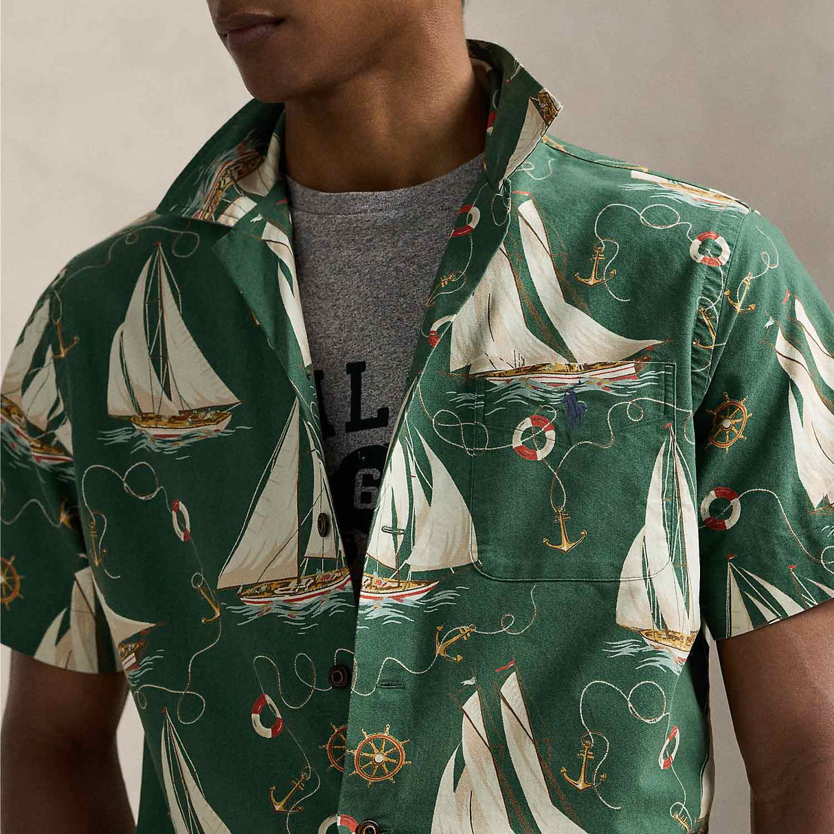 POLO Ralph Lauren CLASSIC FIT S/S SAILBOAT OXFORD SHIRT, Anchors