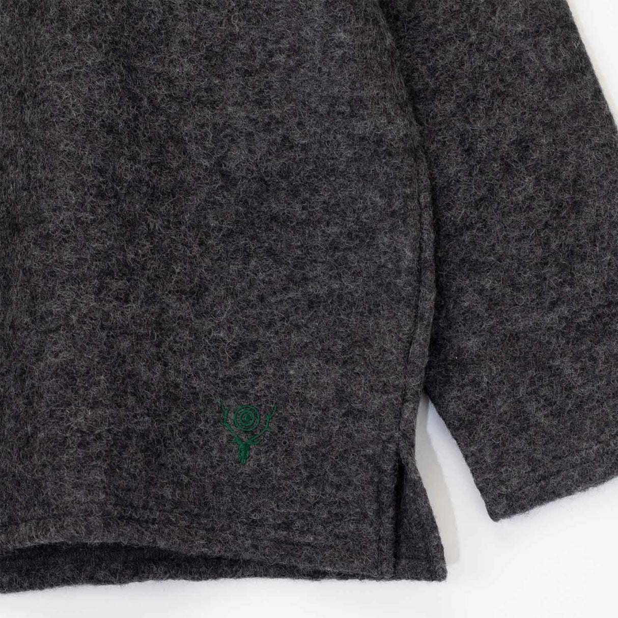 South2 West8 S.S. V NECK CARDIGAN, Charcoal