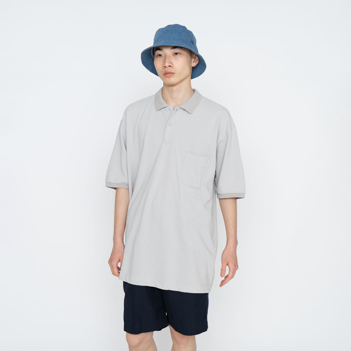 nanamica S/S POLO SHIRT, Light Grey - Image 2