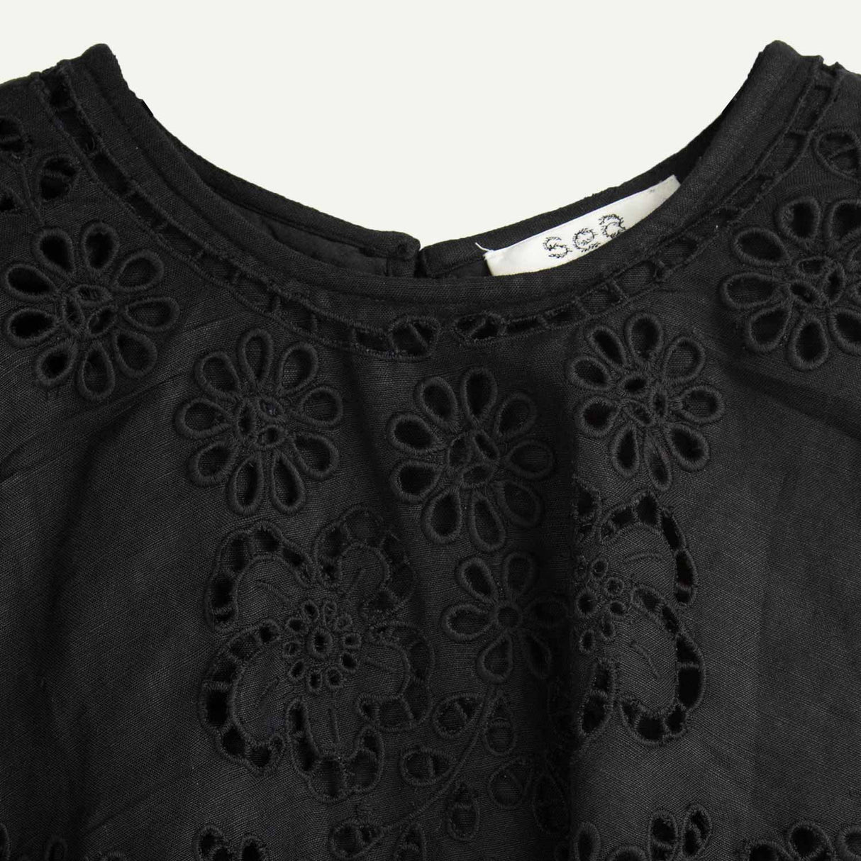 Sea NY LULA EMBROIDERY SLEEVELESS MINI DRESS, Black